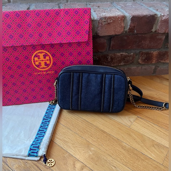 Tory Burch Kira Denim Mini Camera Bag - Picture 2 of 13